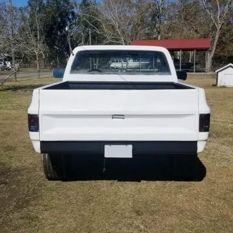 HECASA Rear Roll Pan License Plate Compatible with 1973-1987 Chevy GMC C10 C20 C30 K10 K20 K30 Silverado Fleetside Styleside Bed Steel Bumper Roll Pan W/LED Light Black LYAM-399