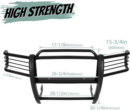 Front Bumper Protector Brush Grille Guard Compatible with Nissan 2001-2004 Frontier Powder Coated Black Steel LYAM-188S