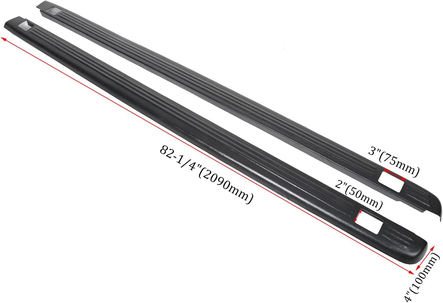Truck Bed Rail Caps W/Holes Compatible with 1999-2006 Chevrolet Silverado & GMC Sierra 1500 2500 3500 (Classic only) W/Stake Holes 6'6inches Bed Black Ribbed Finish (Set of 2) LYAP-206-DK