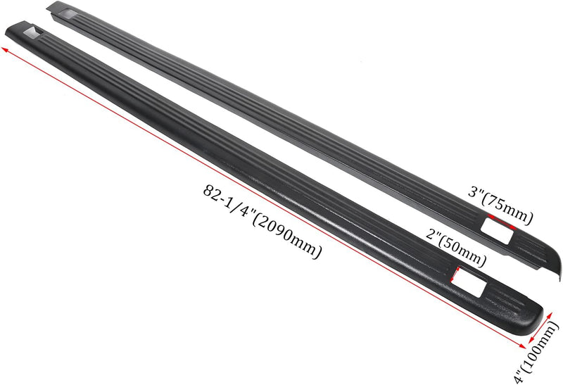 Truck Bed Rail Caps W/Holes Compatible with 1999-2006 Chevrolet Silverado & GMC Sierra 1500 2500 3500 (Classic only) W/Stake Holes 6'6inches Bed Black Ribbed Finish (Set of 2) LYAP-206-DK