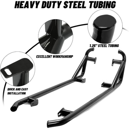 Black Nerf Bars Rock Sliders Compatible with 2014-2023 Polaris RZR XP 1000/ Turbo/Turbo S, RZR 900/900 XC/S 900/ S 1000 (2 Doors) Left & Right Side Steps - 2 Seater