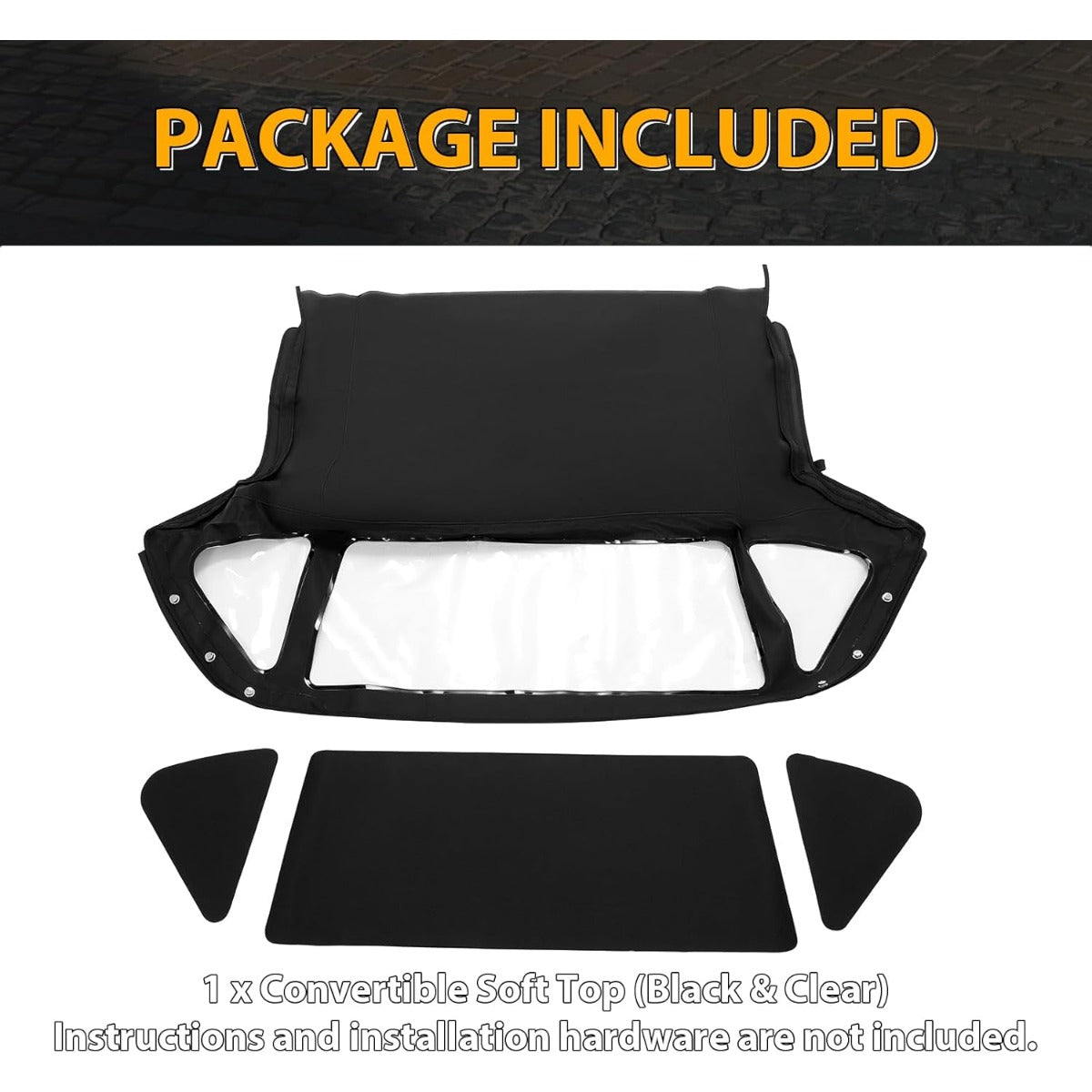 Convertible Soft Top for 1970-1980 MG Midget Black Sailcloth Vinyl Top & Clear Plastic Window
