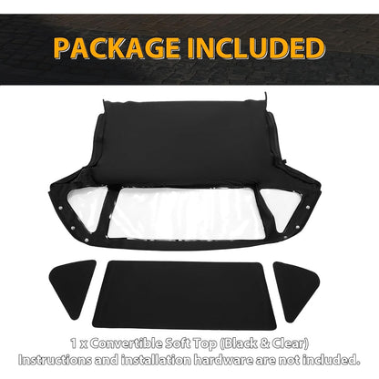 Convertible Soft Top for 1970-1980 MG Midget Black Sailcloth Vinyl Top & Clear Plastic Window