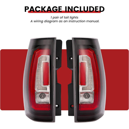 HECASA Pair LED Tail Lights Compatible with 2007-2014 Chevy Chevrolet Suburban Tahoe GMC Yukon/Yukon XL Taillight Rear Brake Lamp w/C-Shape LED Tube Bar Clear Lens Black Housing Left&Right Side