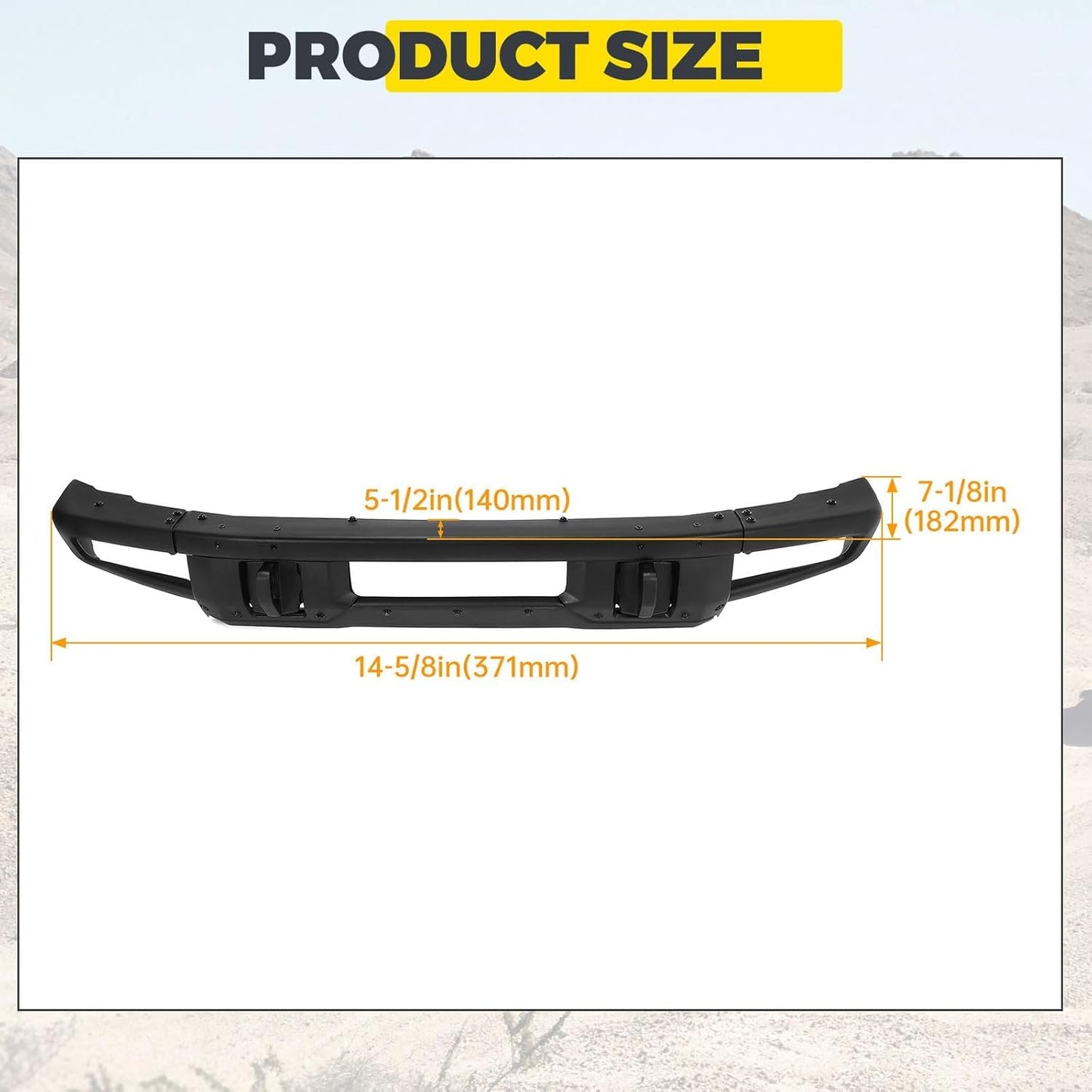 Front Bumper Compatible with 2021-2024 Ford Bronco Super Duty W/O Sensors Holes Powder Coated Black LYAM-731S