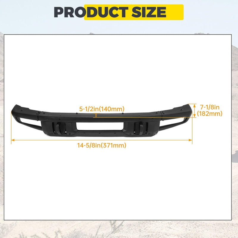KUAFU Front Bumper Compatible with 2021-2024 Ford Bronco Super Duty W/O Sensors Holes Powder Coated Black LYAM-731S