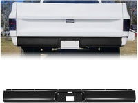 Load image into Gallery viewer, HECASA Rear Roll Pan License Plate Compatible with 1973-1987 Chevy GMC C10 C20 C30 K10 K20 K30 Silverado Fleetside Styleside Bed Steel Bumper Roll Pan W/LED Light Black LYAM-399

