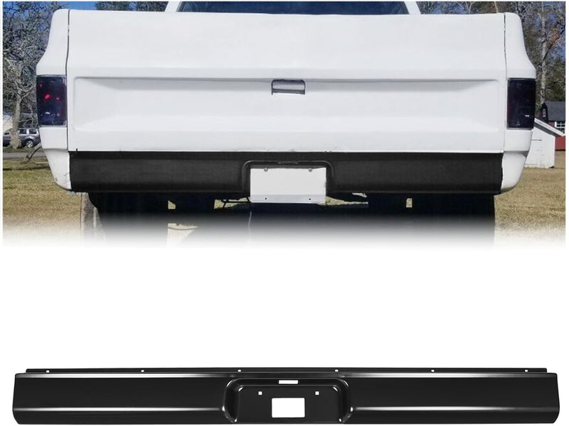 HECASA Rear Roll Pan License Plate Compatible with 1973-1987 Chevy GMC C10 C20 C30 K10 K20 K30 Silverado Fleetside Styleside Bed Steel Bumper Roll Pan W/LED Light Black LYAM-399