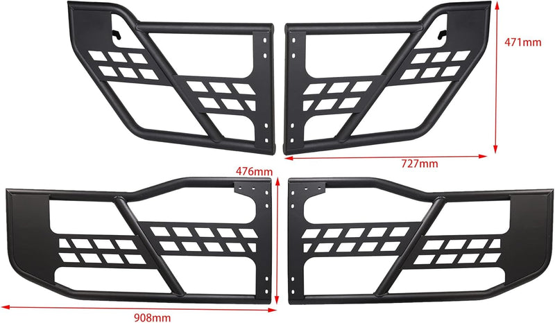 Front & Rear Tubular Half Doors fit for 2007-2018 Jeep Wrangler JK Unlimited 4-Door¡ê?Set Off Road Trail Door LYAM-267