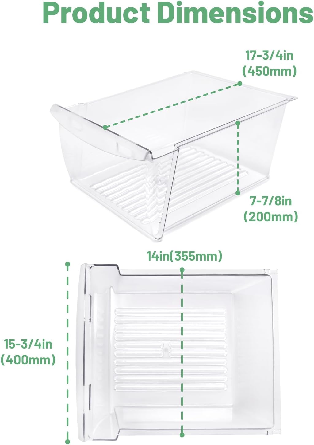 240351061 Upper Crisper Pan Compatible with Frigidaire Refrigerator Freezer Crisper Drawer Replacement for 240351005 240351062 Plastic (PC) Clear LYOP-110