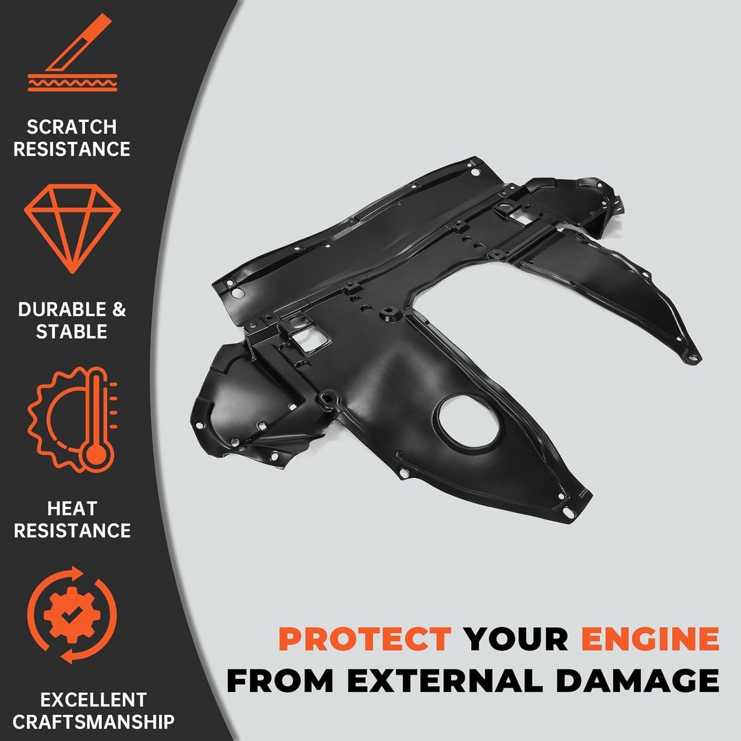 Front Engine Splash Shield Compatible with 2016-2023 Nissan Maxima 3.5L 2016-2018 Nissan Altima 2.5L 3.5L Replacement for NI1228164 75890-9HS0A Plastic Black LYAP-765S