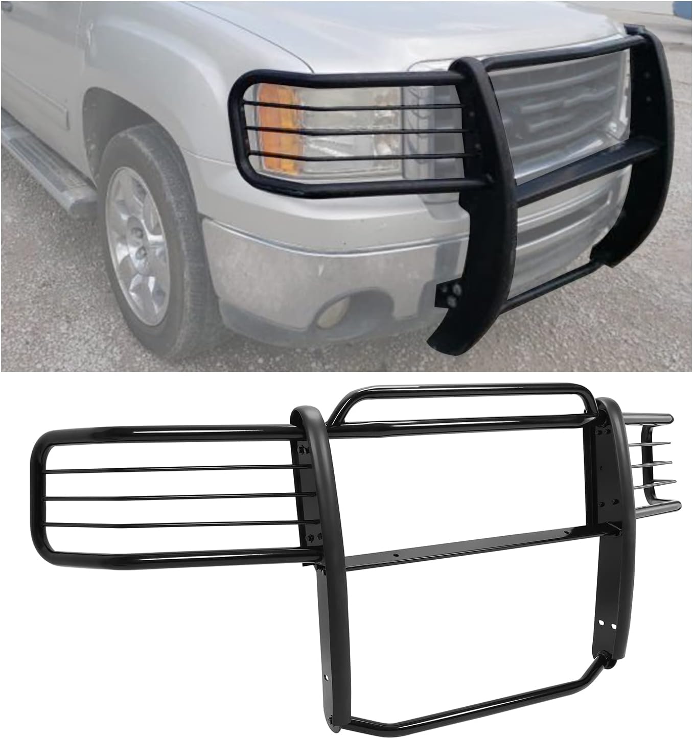 Brush Guard Compatible with 2007-2013 Chevy Silverado/GMC Sierra 1500 New Body Style (Not for 2500 HD Models) Powder Coated Bumper Grille Protection LYAM-194-1S