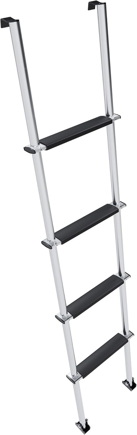 60inches Bunk Ladder Compatible with RV W/Hook and Rubber Foot Pads Aluminum Anti-Slip Bunk Bed Dorm Loft Home Appartments Ladder Lightweight and Sturdy Design for Safe Climbing 450LBS LYOM-046S