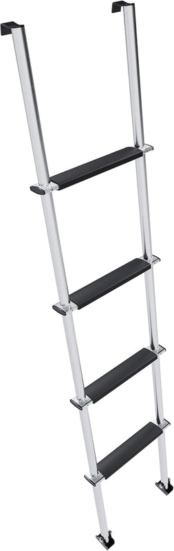 KUAFU 60'' Bunk Ladder Compatible with RV W/Hook and Rubber Foot Pads Aluminum Anti-Slip Bunk Bed Dorm Loft Home Appartments Ladder Lightweight and Sturdy Design for Safe Climbing 450LBS LYOM-046S