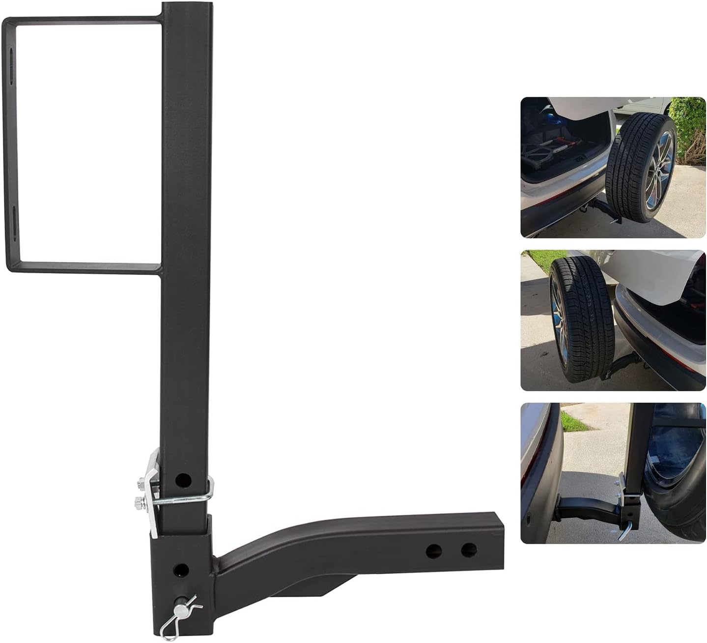 Spare Tire Mount Carrier 24-Inch Universal Fit for SUV ATV UTV RV Truck Car w/Standard 2inches Receiver Trailer Hitch Tire Carrier Bracket LYOM-060