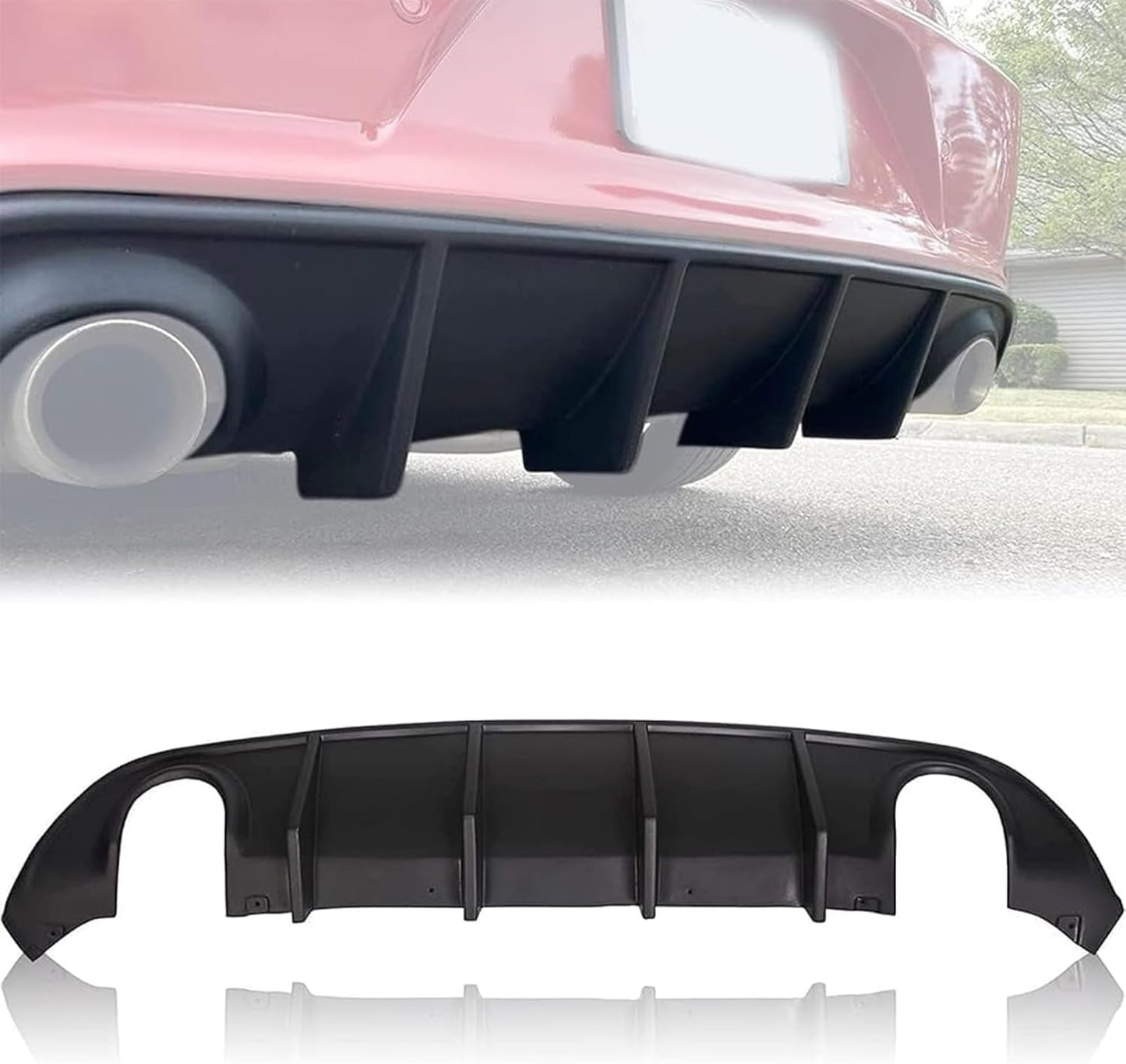 Rear Diffuser Compatible with 2015-2024 Dodge Charger Scat SRT Daytona GT R/T Non-Widebody Models Valance Rear Bumper Lip Splitter Spoiler Diffuser Black LYAP-296S