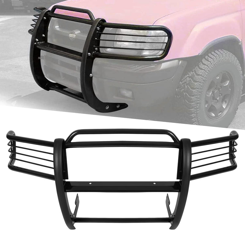 HECASA Front Bumper Protector Brush Grille Guard Compatible with Nissan 2001-2004 Frontier Powder Coated Black Steel LYAM-188S