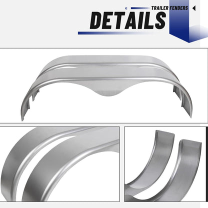 2Pcs Tandem Trailer Fender Double Axle Compatible with 13-15 Inch Wheels Teardrop Pair Enclosed Trailers 9inches x 66inches x 19.5inches - Cold Rolled Steel LYAM-433
