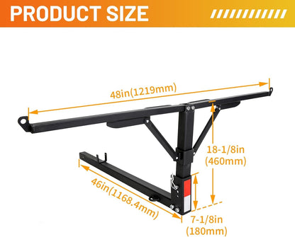 Truck Bed Hitch Extender 2 in 1 Design Foldable Extension Pick Up Rack Canoe Boat Kayak Lumber w/Flag LYOM-041