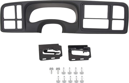 Double DIN Dash Bezel Cover Kit Compatible With 1999-2002 GM Full-Size Trucks SUV's Chevy Silverado Sierra Car Stereo Radio Replacement for 15731974 15772850 Matte Black LYAP-371