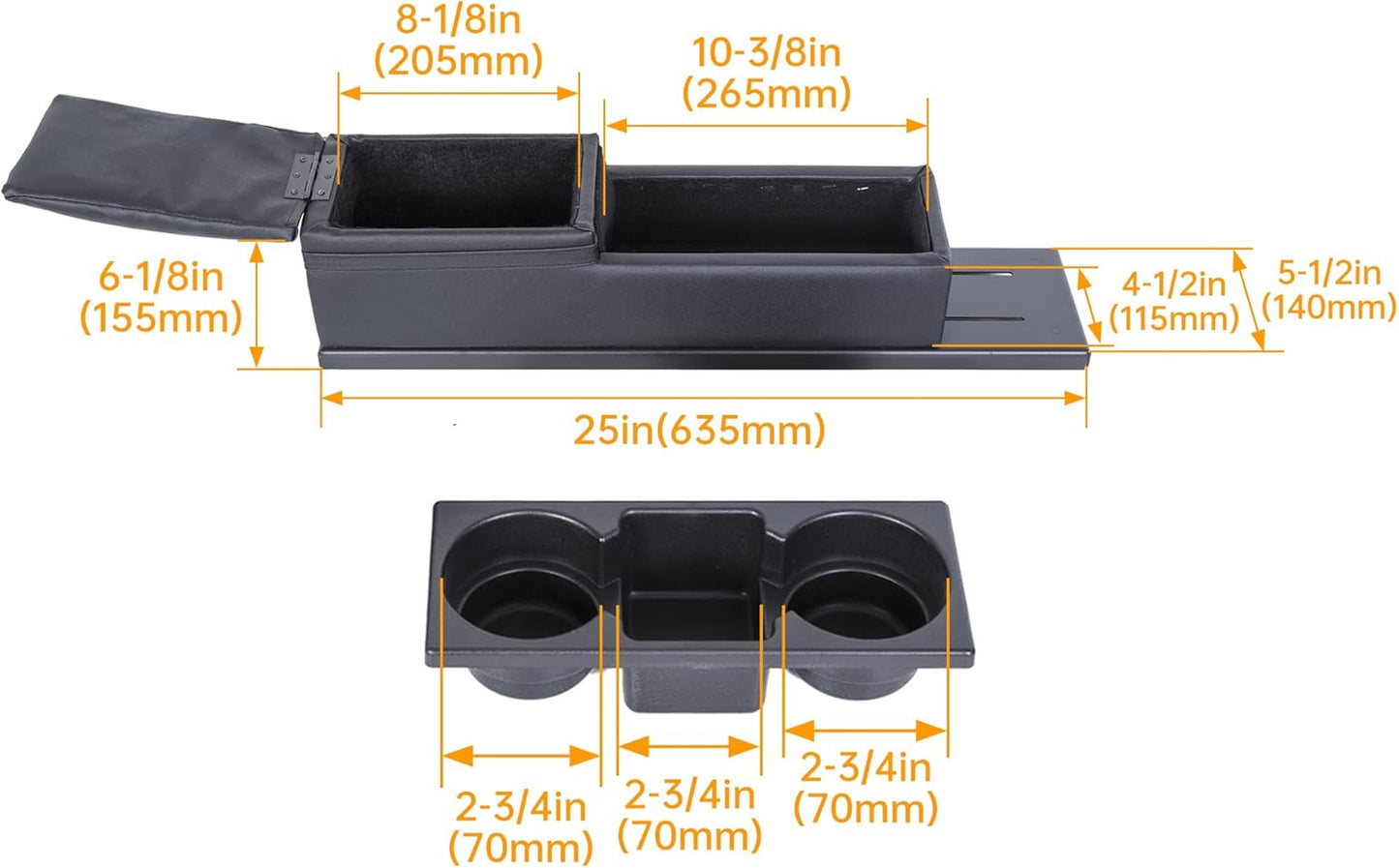 Center Console Kit Compatible with 2011-2020 Dodge Charger Police w/Mini Cup Holder Plate and Trim Set (You Will Receive Two Packages) LYAP-311-2+LYAP-311-3