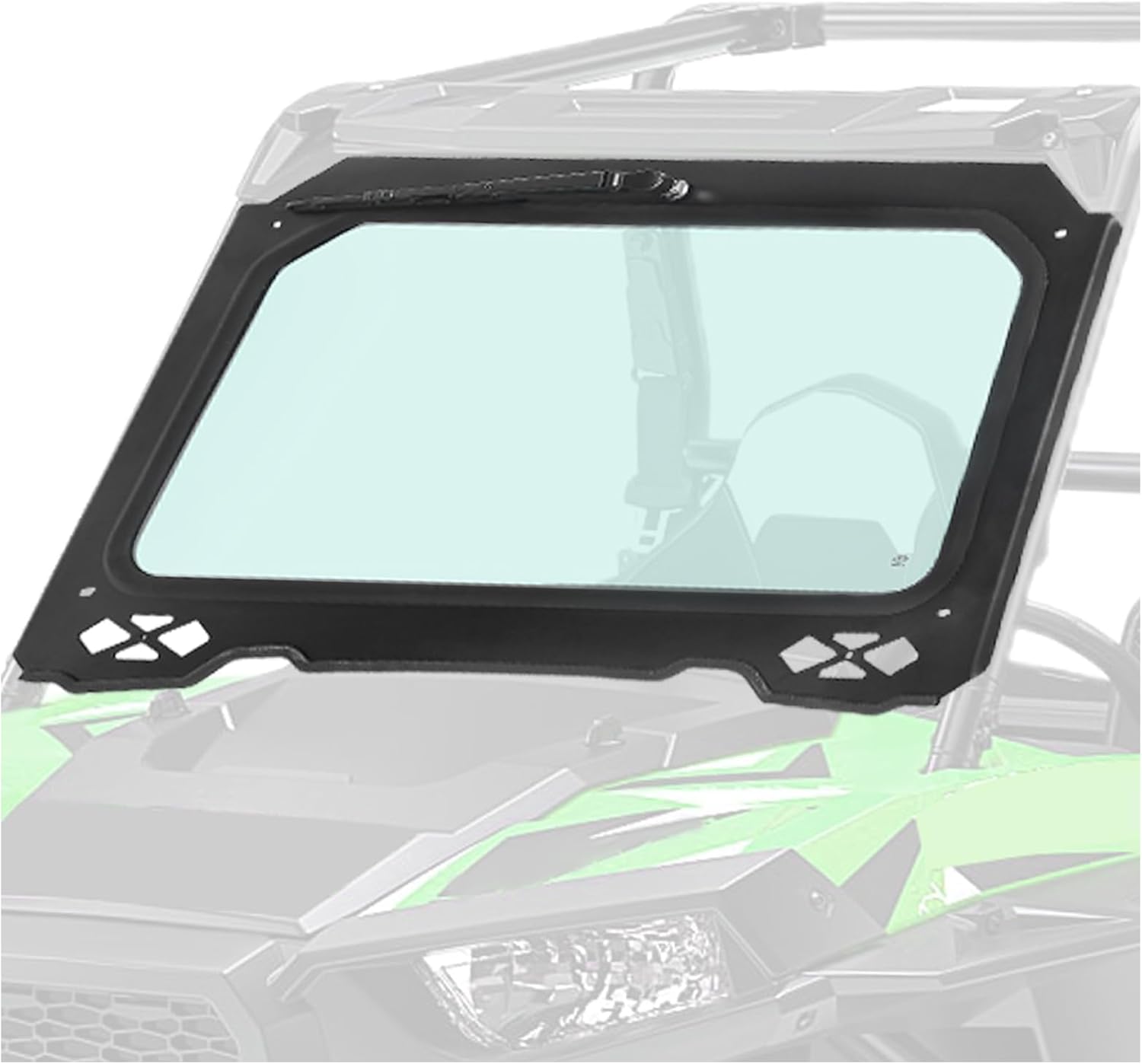 Full Vented Glass Windshield W/Wiper Compatible with 2014-2018 Polaris RZR 900 1000 Trail, S, XP Turbo Black Frame LYPS-042