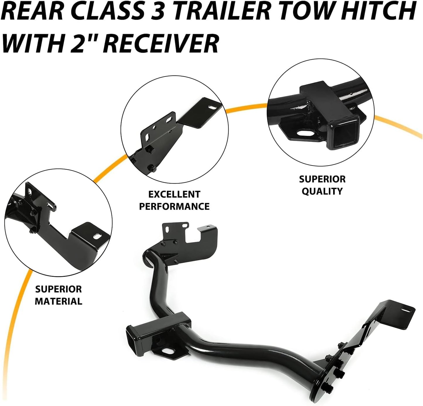 Class 3 Trailer Tow Hitch Replace for 13650 Compatible with 2005-2012 Ford Escape 2005-2011 Mazda Tribute and Mercury Mariner Trailer Hitch with 2inches Receiver LYAM-508S