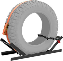 Semi-Truck Spare Tire Carrier with Ratchet Strap Chain Truck Tire Storage Rack Portable Adjustable Tire Secure Holder with Lock LYOM-337S