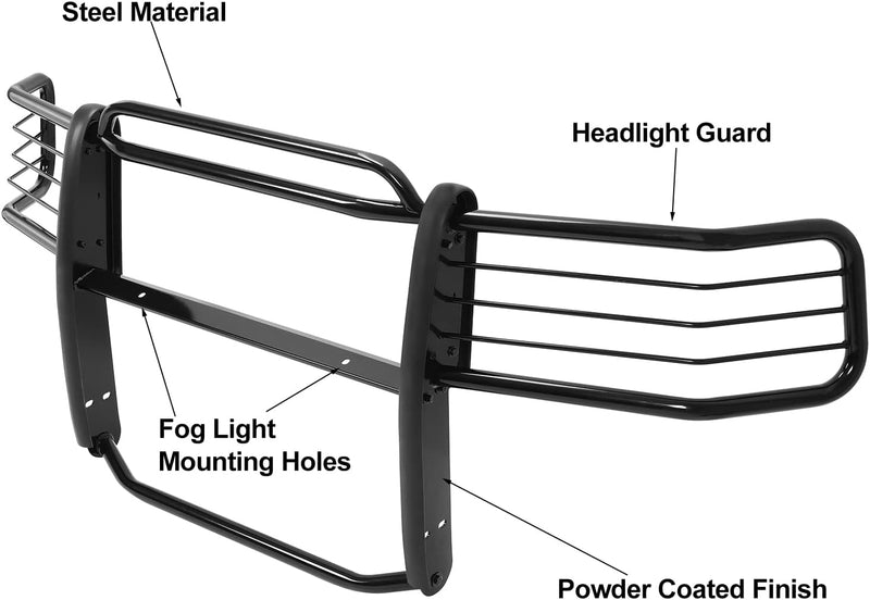 HECASA Brush Guard Compatible with 2007-2013 Chevy Silverado/GMC Sierra 1500 New Body Style (Not for 2500 HD Models) Powder Coated Bumper Grille Protection LYAM-194-1S