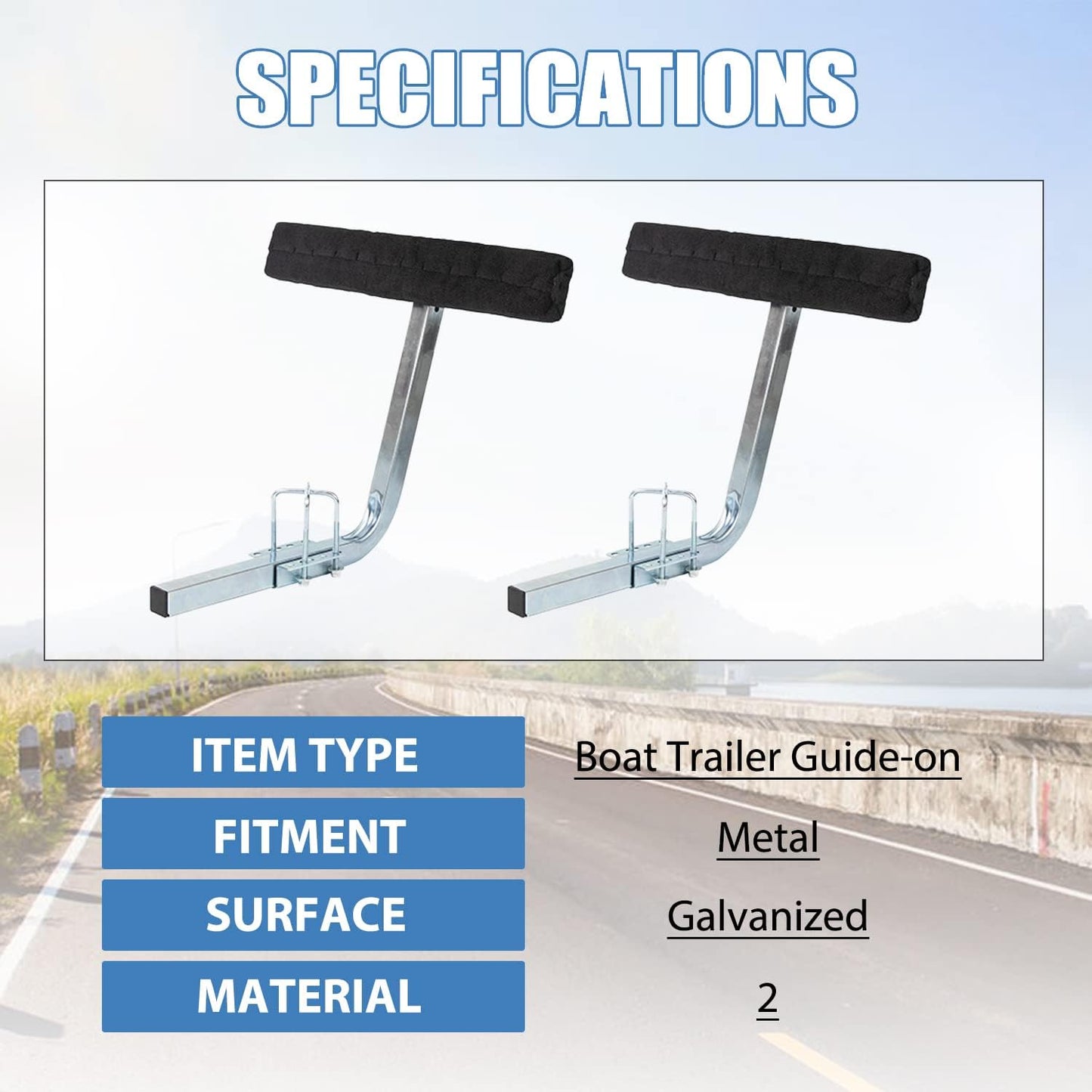 KUAFU Carpeted Boat Trailer Guide 2' Bunk Board Guide On Board Solid & Easy Operation LYOM-054