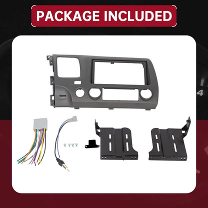 Car Radio Dashboard Kit Compatible with 2006-2011 Honda Civic Trim Bezel Panel Double 2 Din Install Dash Board Dark Gray LYAP-369
