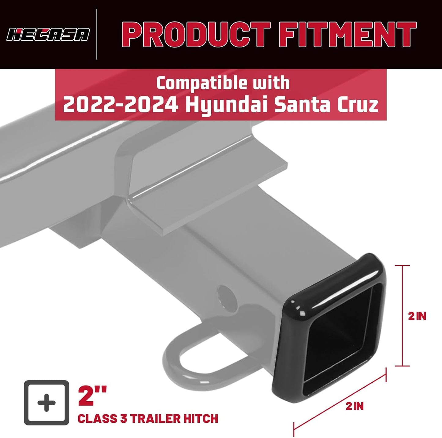Class 3 Trailer Hitch Compatible with 2022-2024 Hyundai Santa Cruz Trailer Tow Hitch 2 Inch Receiver LYAM-X1064