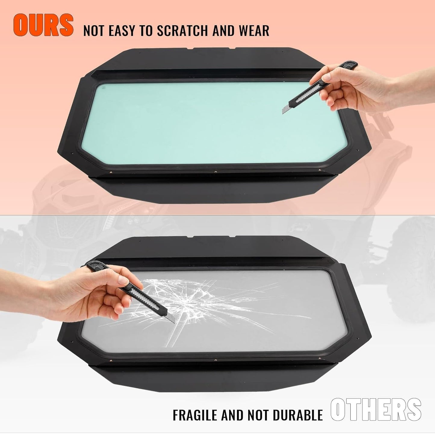 Full Glass Windshield + Sun Visor Compatible With Can Am Maverick X3 900 XRS XDS Turbo R Max 2017-2025 LYMM-074
