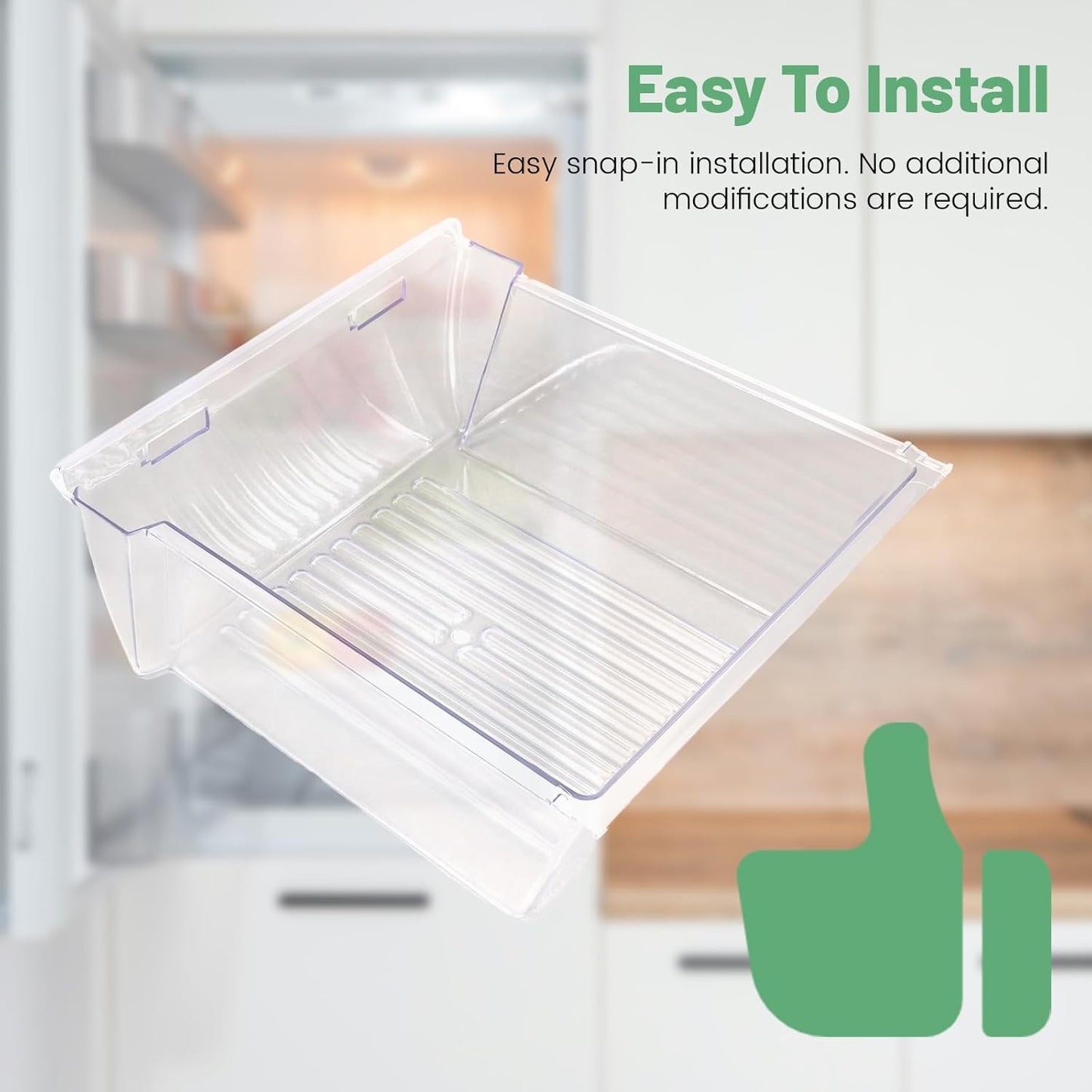 240351061 Upper Crisper Pan Compatible with Frigidaire Refrigerator Freezer Crisper Drawer Replacement for 240351005 240351062 Plastic (PC) Clear LYOP-110