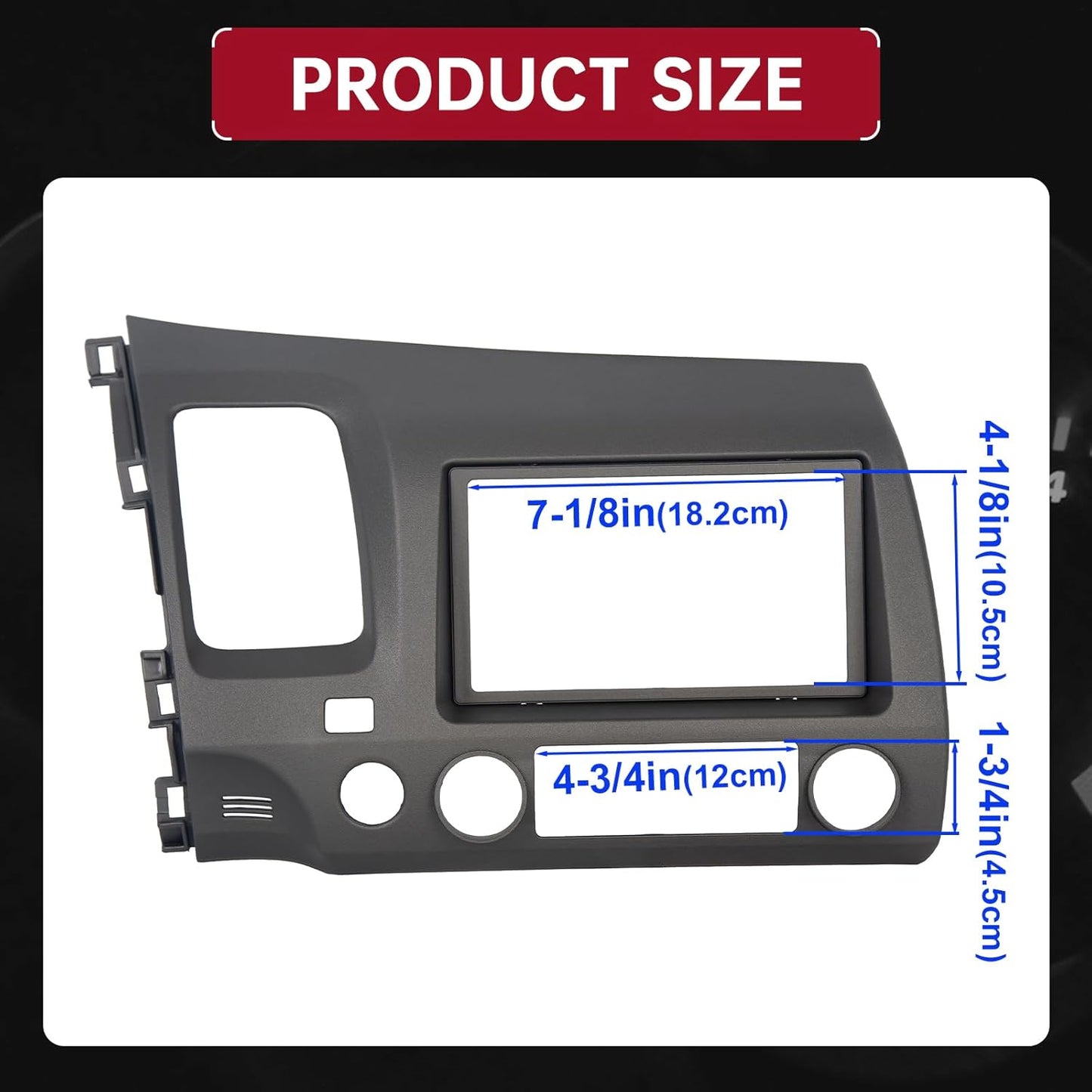 Car Radio Dashboard Kit Compatible with 2006-2011 Honda Civic Trim Bezel Panel Double 2 Din Install Dash Board Dark Gray LYAP-369