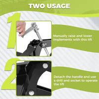 Load image into Gallery viewer, KUAFU ATV/UTV Manual Implement Lift, 1-Point and 2-Inch Receiver, 50 in, Adjustable Height, UTV ATV Rake Scrape Blade Plow Disc Universal Tow Behind Attachments LYMM-208
