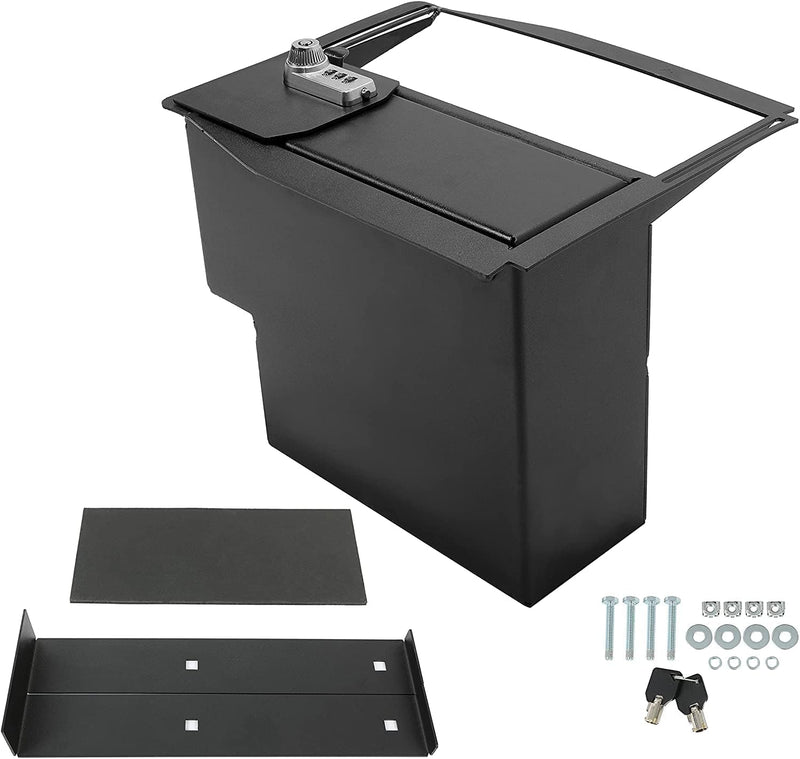 HECASA Center Console Safe Storage Box Compatible with 2015-2022 Ford F150 Raptors F250 F350 Super Duty Powder Coated Steel LYAM-123S