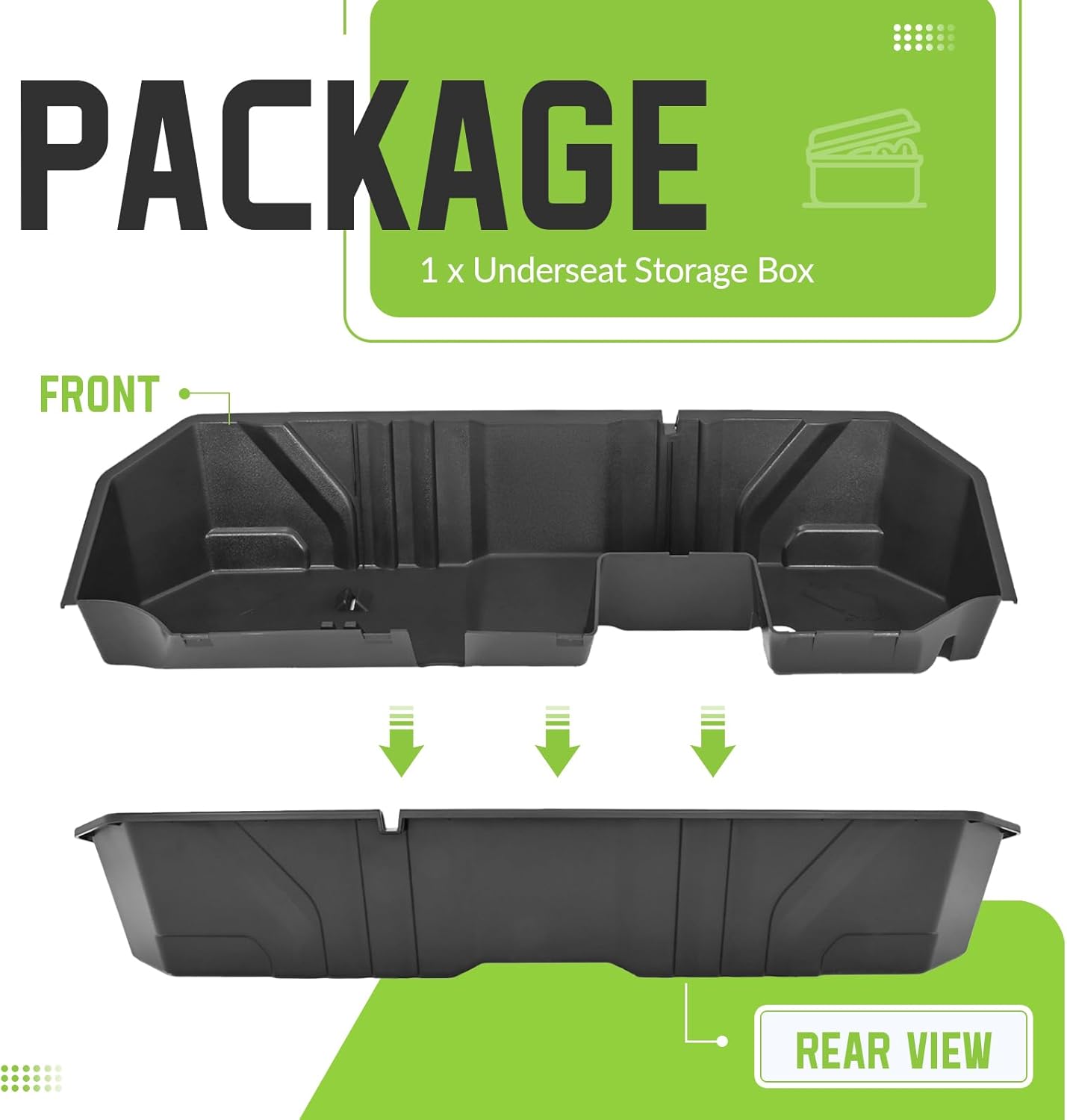 Under Seat Storage Box Compatible with 2019-2025 Chevy Chevrolet Silverado GMC Sierra 1500 2500 3500 HD Double & Crew Cab Black Plastic Underseat Storage LYAP-095S-2