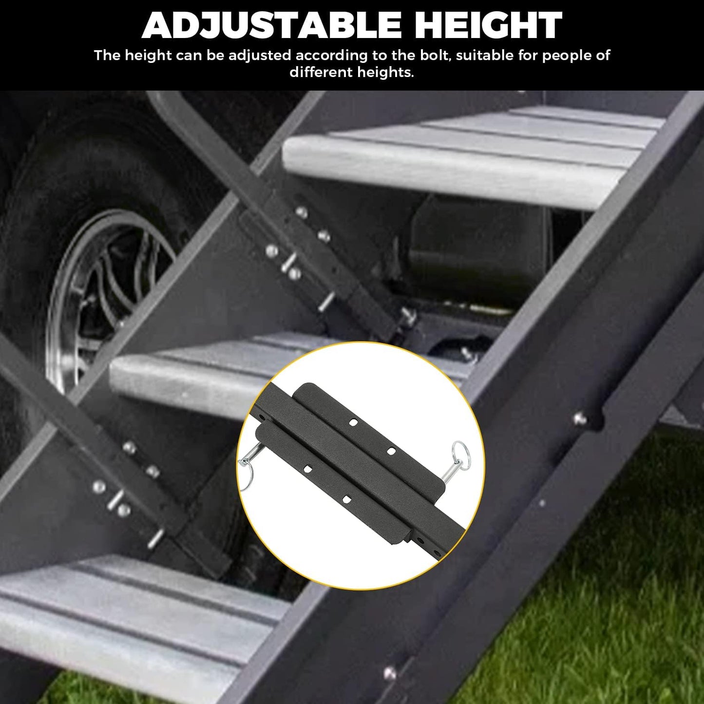 RV Handrail Compatible with Any Generation 3 Triple Or Quad Solid Step for 5th Wheel Rvs Travel Trailers Steel 3 or 4 Step LYOM-072