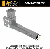 Load image into Gallery viewer, KUAFU 2inches Folding Hitch Adapter Compatible with 2 Inch Trailer Hitch Extension Shank Mount Cargo Wheelchair Carrier Adapter 500lbs Weight Capacity LYAM-738S
