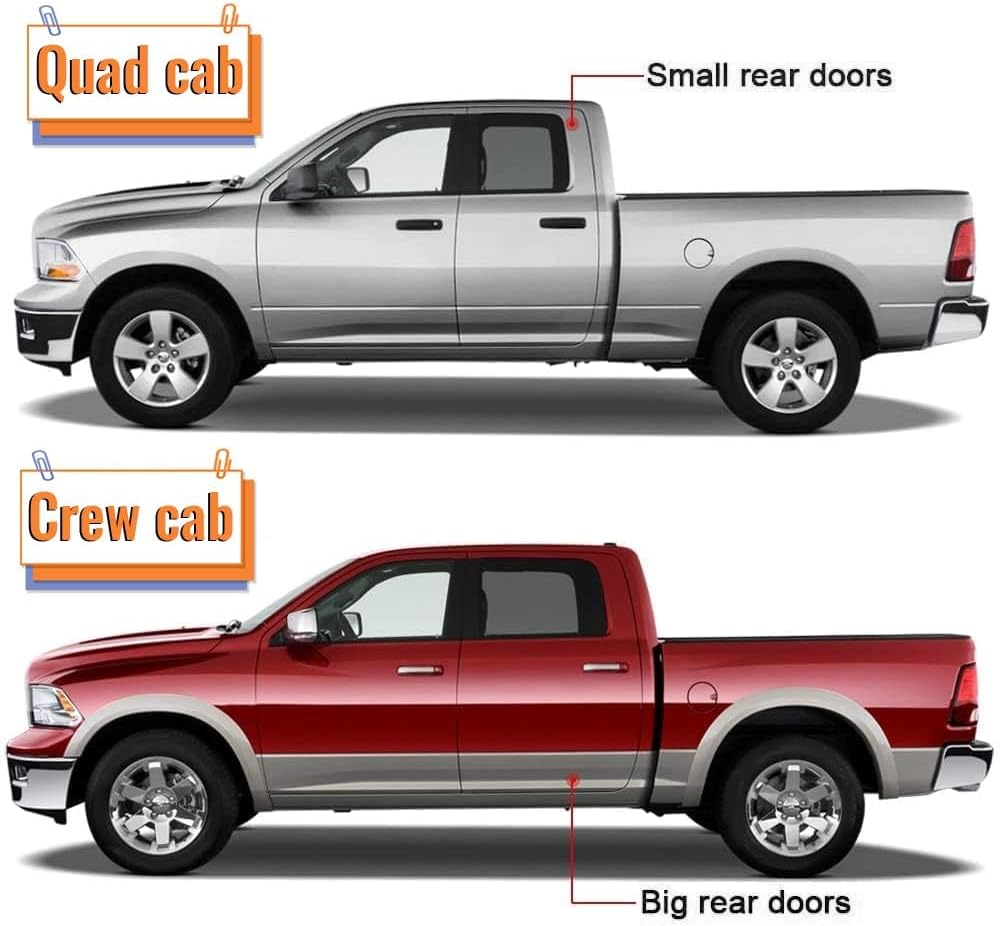 Rocker Panel Cover Guard Compatible with 2009-2018 Dodge Ram Crew Cab Molding Trim Matte Black Textured Finish Replace for 14064 LYAP-255