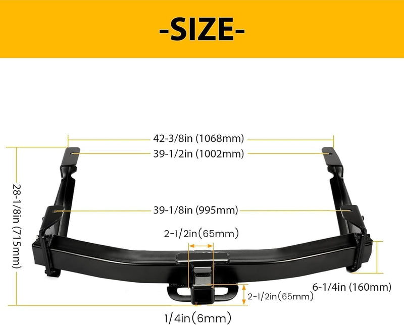 Class 5 Trailer Tow Hitch W/2-Inch Receiver Compatible with Chevrolet Silverado GMC Sierra 2500HD 3500HD 2001-2010 Replacement for 41944 LYAM-451S