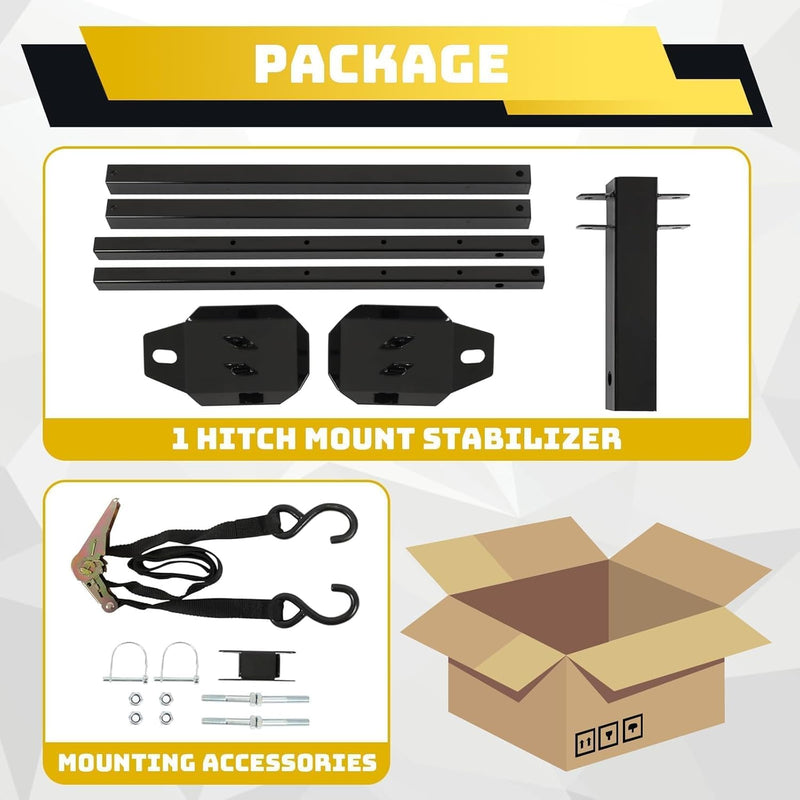 KUAFU Hitch Mount Stabilizer Fit Any RV W/ 2'' Hitch Receivers Motorhomes Truck Campers Travel Trailers 5th Wheels Hitch Stabilizer Adjustable Height of 19-5/8inches-31-1/8inches LYOM-254
