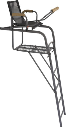 Ladder Tree Stand with Mesh Seat, 15.5' Climbing Equipment Accessories for Deer Hunting, Adjustable Shooting Rail, 300 LBS LYOM-099