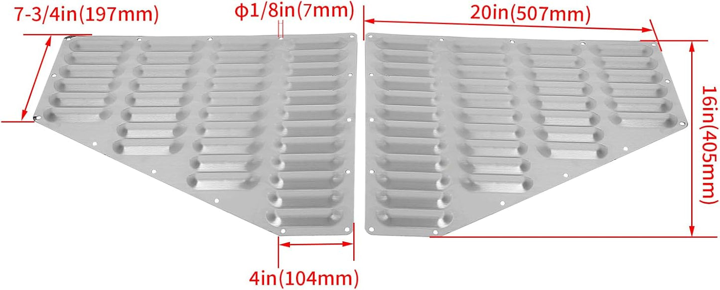 Aluminum Louver Hood Vent Compatible with 1984-2001 Jeep XJ Cherokee/ 1986-1992 Jeep Comanche Cooling Panels Pair Kit Bolt On LYAM-453