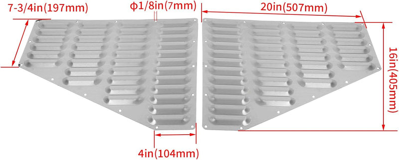 Aluminum Louver Hood Vent Compatible with 1984-2001 Jeep XJ Cherokee/ 1986-1992 Jeep Comanche Cooling Panels Pair Kit Bolt On LYAM-453