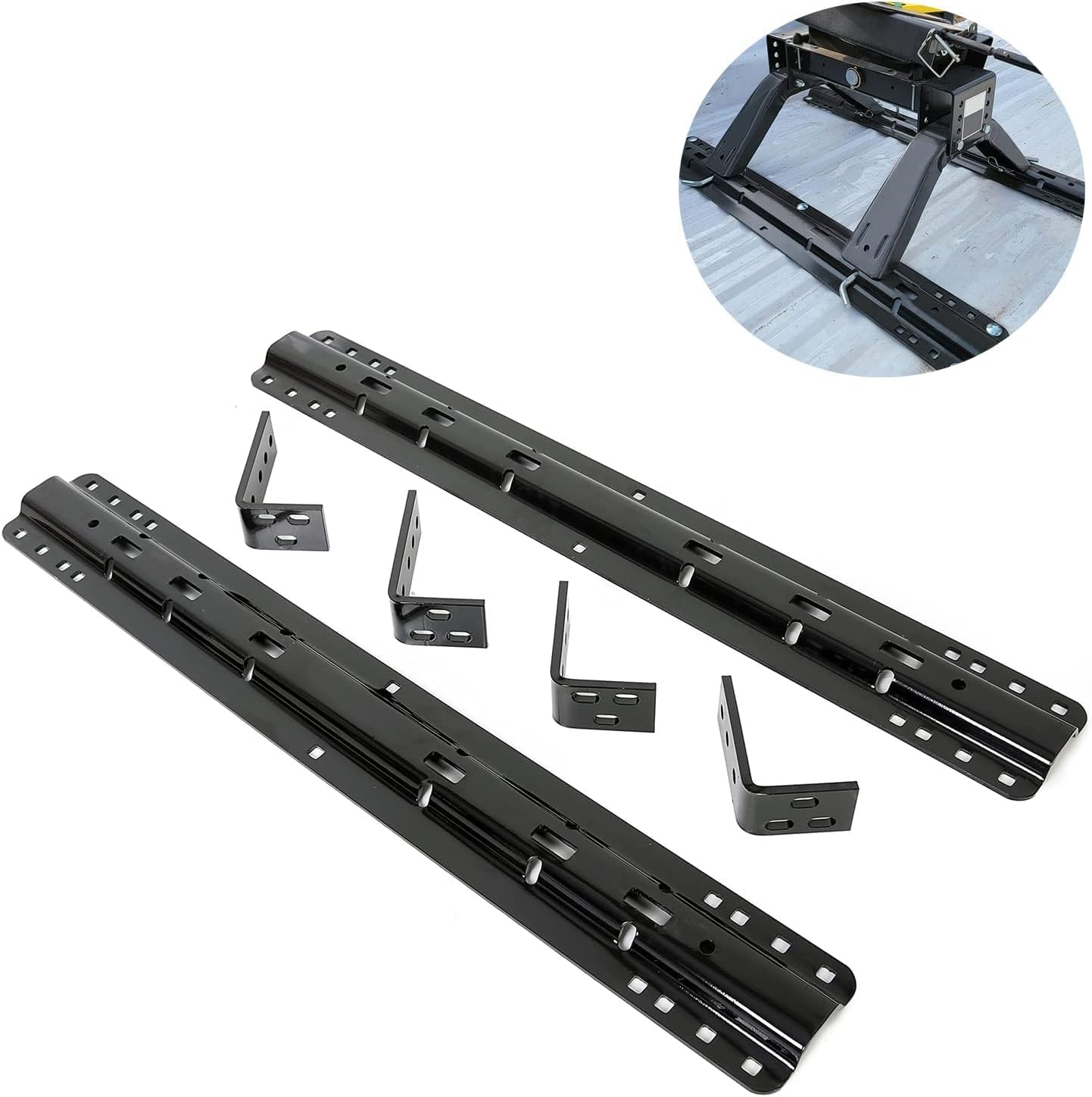 Fifth 5th Wheel Trailer Hitch Mount Rails and Brackets W/Installation Kits for Full-Size Trucks LYAM-317-2T