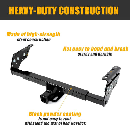 Adjustable 2inches Class 3 Trailer Hitch Compatible with Select Chevrolet Chrysler Dodge Ford GMC Isuzu Jeep Mazda Nissan Plymouth Black Replace for 37042 LYAM-768