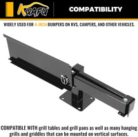 Load image into Gallery viewer, KUAFU RV Bumper Grill Mount Swing Arm Universal for RVs Campers Trailers Grilling Tailgating Grill 4?¡À Bumper Mounted LYOM-258

