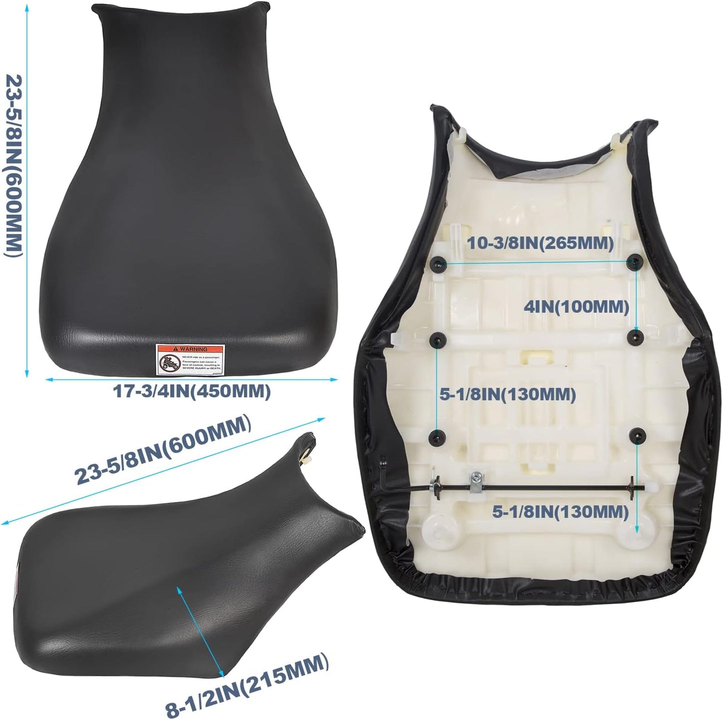 ATV Complete Seat Compatible with 2005-2011 Honda Foreman 500 TRX500 2005-2014 Honda Foreman Rubicon 500 TRX 500 Replacement for 77100-HN2-B70ZA Black LYCP-104